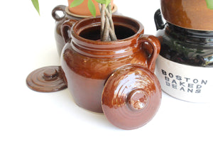 Vintage Stoneware Crock Pot, Glazed Ceramic Planter
