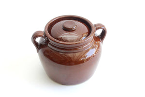 Vintage Stoneware Crock Pot, Glazed Ceramic Planter