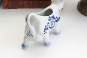 Porcelain Cow Creamer, Hand Painted Blue & White Serving Piece