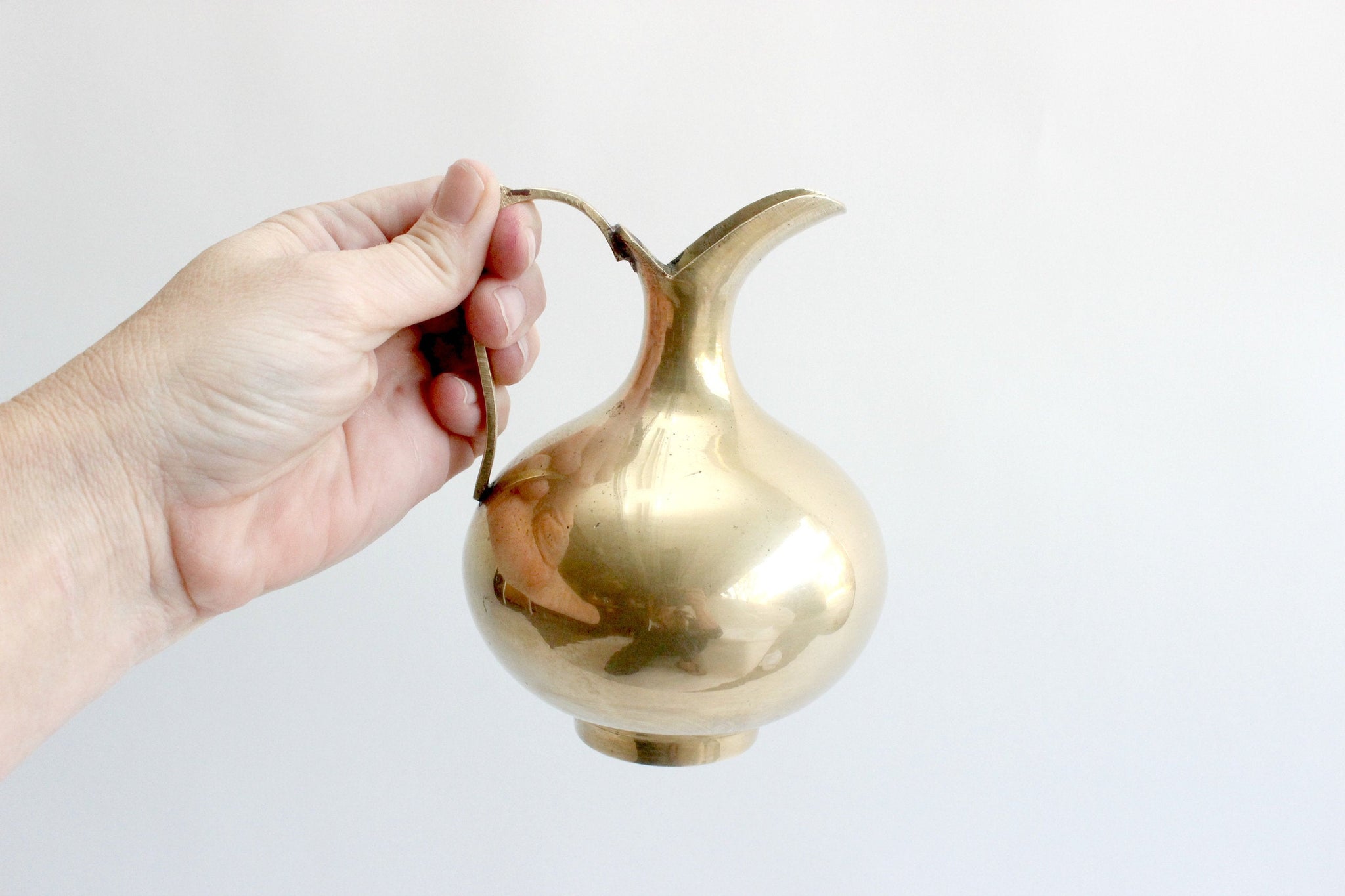 Small Solid Brass Pitcher, Vintage Bud Vase - Mendez Manor