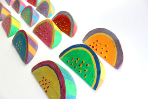 Hand Painted Wooden Watermelon Slices, Summer Table Decor