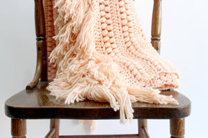 Vintage Knit Blanket, Blush Pink Throw