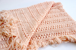 Vintage Knit Blanket, Blush Pink Throw