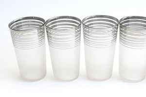 Mid Century Modern Cocktail Tumblers, Frosted Drinking Glasses, Vintage Barware
