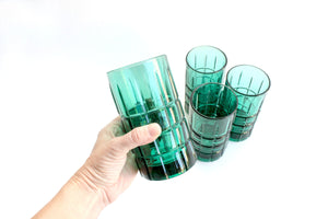Vintage Anchor Hocking Glassware, Green High Ball Glasses