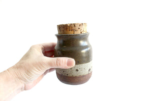 Vintage Stoneware Spice Jar, Ceramic Jar With Sealing Cork Top
