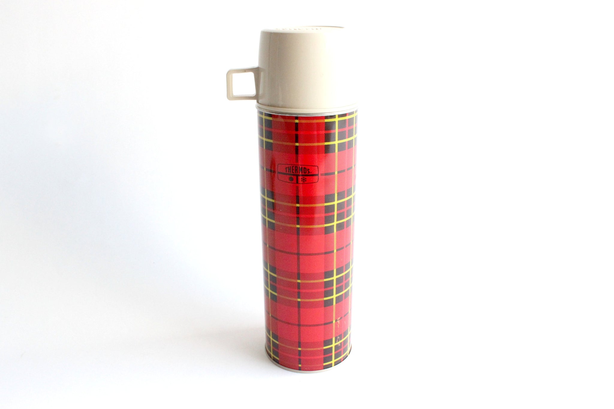 Vintage 1964 King Seeley Red Plaid Thermos #2242. 1 Pint Size