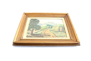 Original Landscape Painting, Framed Acrylic on Canvas, Vintage Artwork