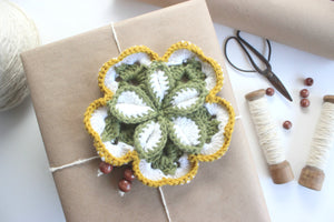 Knit Doily, Gift Wrap Topper, Craft Supply