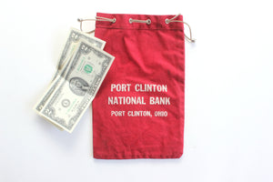 Vintage Canvas Money Bag, Port Clinton National Bank Bag, Gift Card/Money Holder