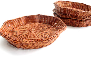 Vintage Wicker Plate Chargers, Natural Woven Plate Holders