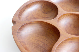 Vintage Teakwood Rotating Serving Plate, Round Wooden Divided Platter