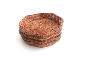 Vintage Wicker Plate Chargers, Natural Woven Plate Holders