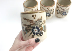 Vintage Hand Painted Coffee Mugs, Tea Mugs, Made in Mexico