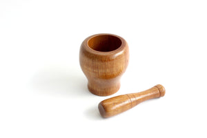 Vintage Wooden Mortar & Pestle, 1970s Kitchen Cookware