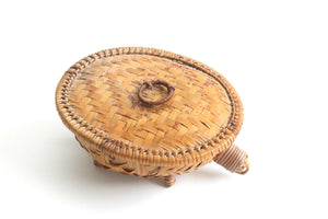 Vintage Turtle Basket, Natural Woven Decor, Jewelry Storage
