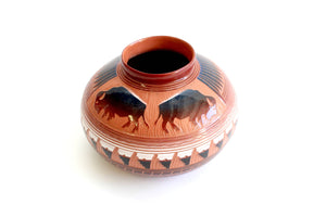 Native American Pottery, Signed Navajo Red Clay Pot