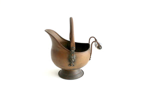 Vintage Brass Coal Scuttle, Small Copper Bucket, Indoor Planter