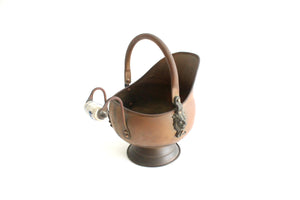 Vintage Brass Coal Scuttle, Small Copper Bucket, Indoor Planter
