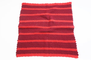 Vintage Knit Wool Baby Blanket, Maroon and Red Striped Blanket