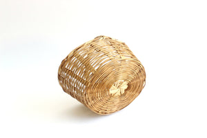 Natural Woven Bamboo Basket, Farmer's Market Basket, Vintage Apple Picking Basket