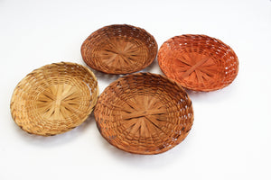 Vintage Woven Paper Plate Holders, Small Plate Chargers, Outdoor Dining Ware