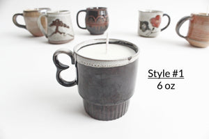 Stoneware Mug Candles, Hand Poured Soy Wax, Eco-Friendly Lavender & Rosemary Scented Candle