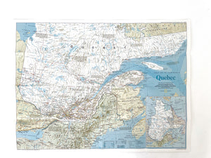 National Geographic Map of Quebec, Vintage Paper Poster Map