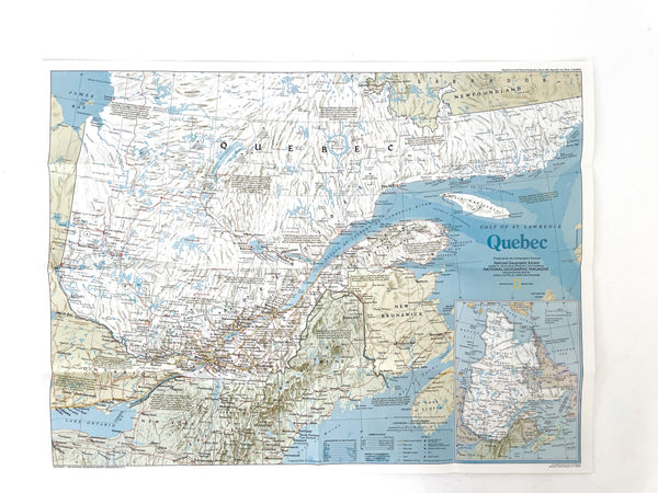 National Geographic Map of Quebec, Vintage Paper Poster Map - Mendez Manor
