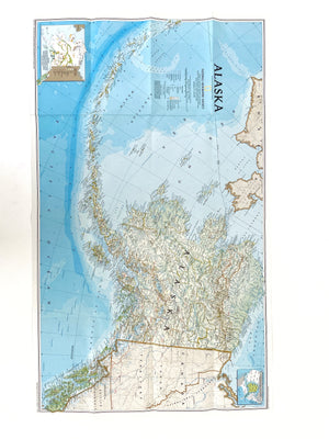 National Geographic Map of Alaska, Vintage Paper Poster Map
