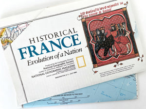 National Geographic Map of France, Vintage Paper Poster Map