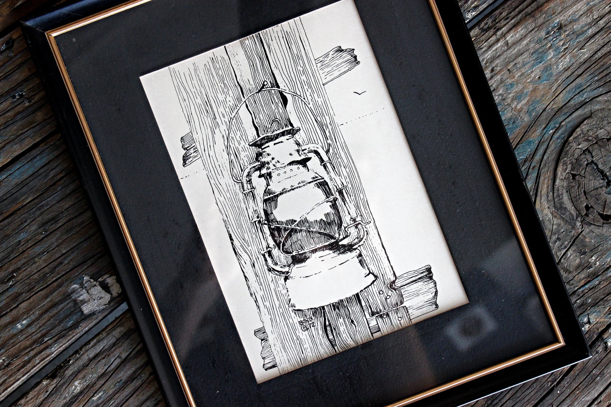 Original Pen & Ink Drawing, 1970's Framed Artwork
