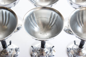 Silver Plated Stemmed Goblets, Mid Century Barware