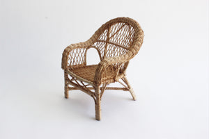Miniature Wicker Chair, Woven Plant Stand, Doll Furniture