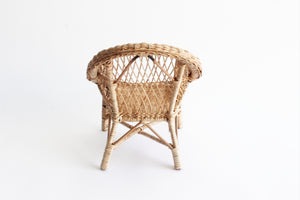 Miniature Wicker Chair, Woven Plant Stand, Doll Furniture