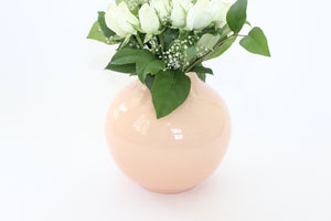 1980's Ceramic Vase, Pink Round Ball Vase