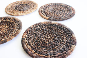 Natural Woven Plate Chargers, 1970s Natural Fiber Placemats