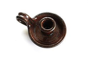 Rustic Stoneware Candlestick Holder, Vintage Lead Free Stoneware