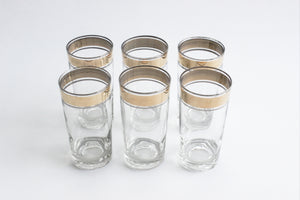 Gold Trim High Ball Glasses, Water Tumblers, Vintage Glassware