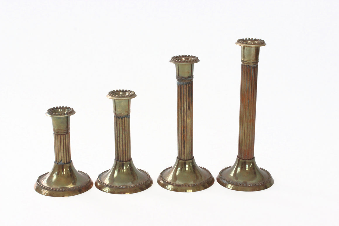 Vintage Brass Candlestick Holders, Set of 4 Taper Candle Holders