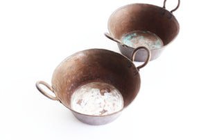 Vintage Hammered Copper Cups, Miniature Buckets, Small Rustic Containers