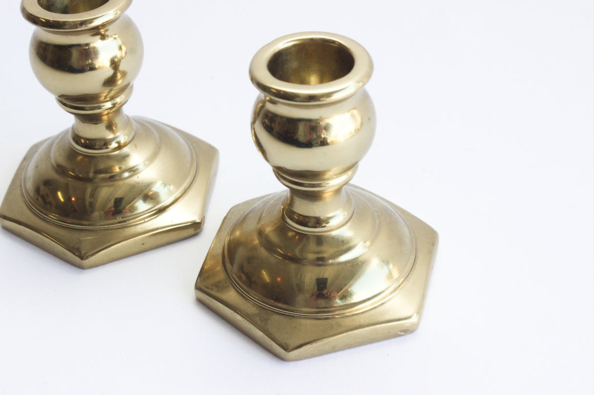 Pair of 2 Vintage Brass Candlestick Holders