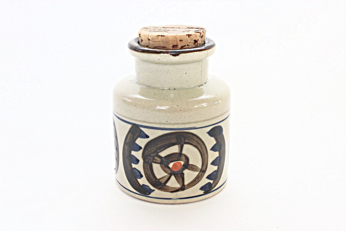 Vintage Stoneware Spice Jar, Kitchen Spice Container, Boho Home Decor