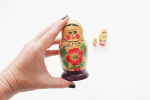 Vintage Russian Nesting Dolls, Wooden Stacking Dolls, Matryoshka Dolls