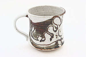 Stoneware Coffee Mug, Unique Vintage Tea Mug, Dinosaur Mug, Gift for Him