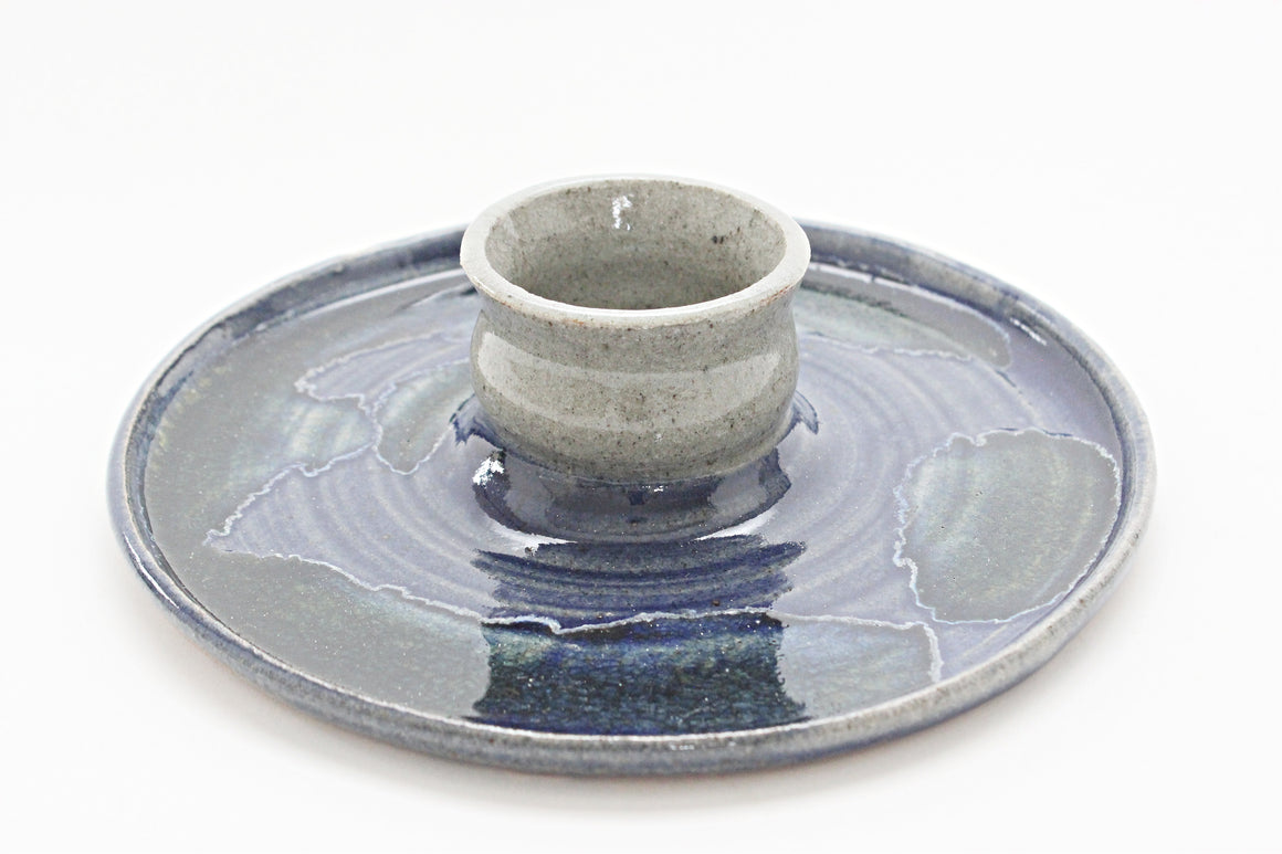 Fine Art Pottery Serving Platter, Appetizer & Dip Plate, Stoneware Plate