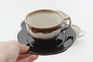 Set of 5 - Stoneware Teacups & Saucers, Coffee/Tea Mugs