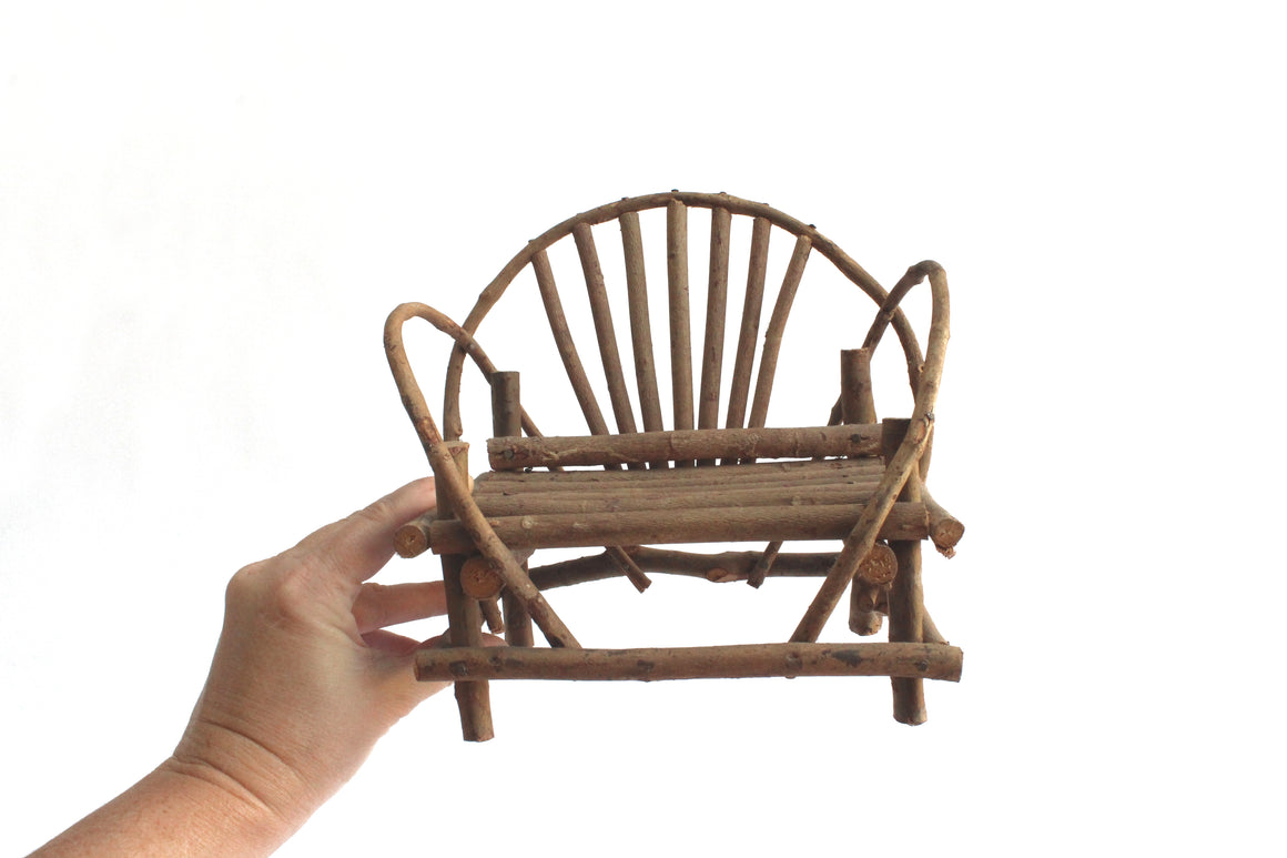 Small Wooden Bench Garden Decor, Vintage Plant Stand, Rustic Doll Furniture