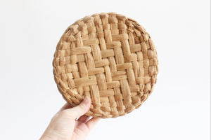 Woven Tortilla Basket, Round Flat Basket with Lid
