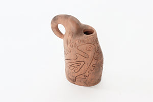 Fine Art Pottery Bud Vase, Etched Clay Bud Vase